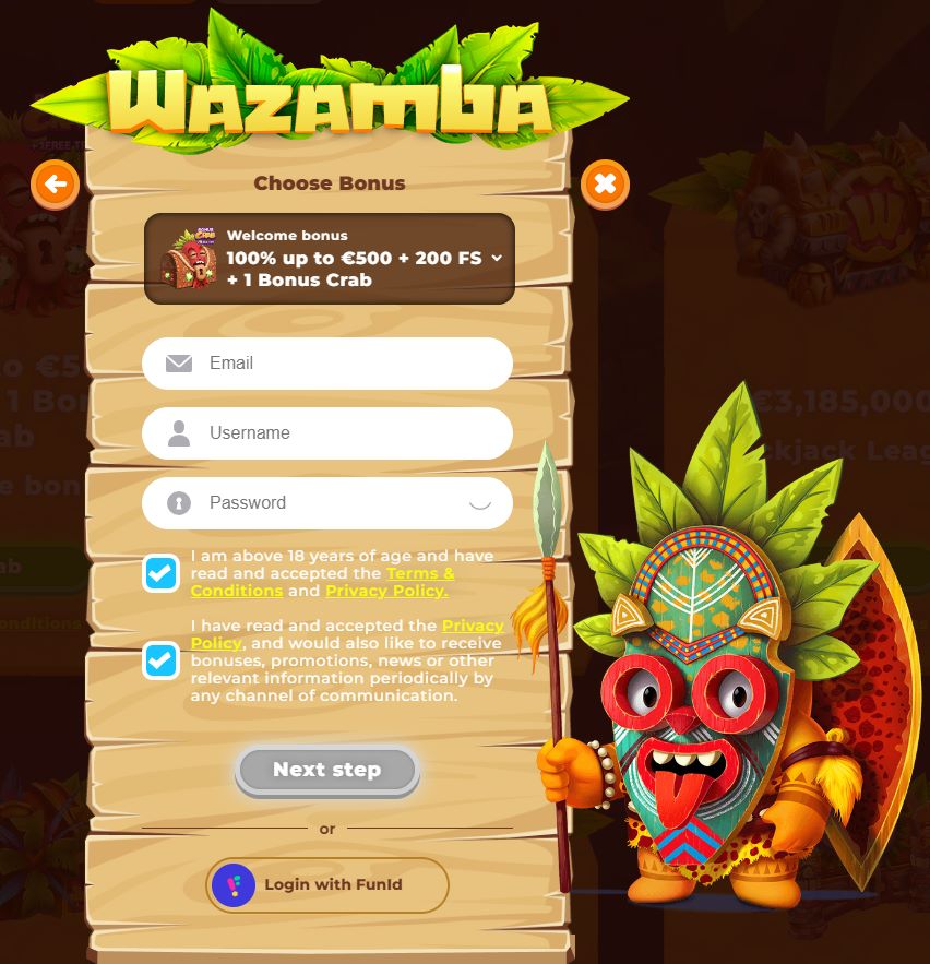 Wazamba casino login